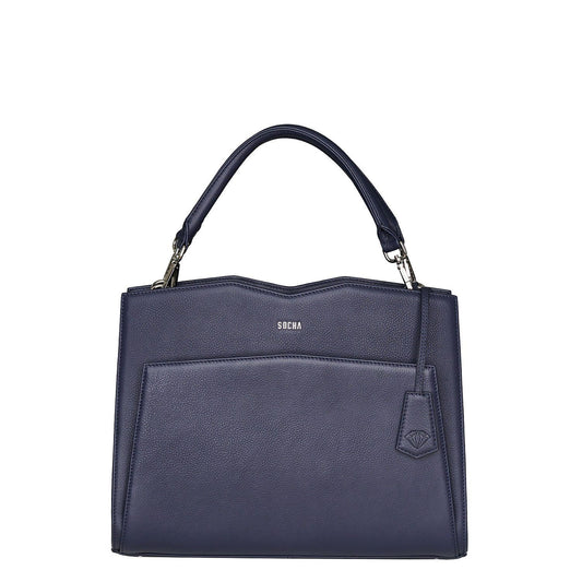 Diamond Edition Navy Leather Womens 14" Laptop Tote - Laptopbags.co.uk