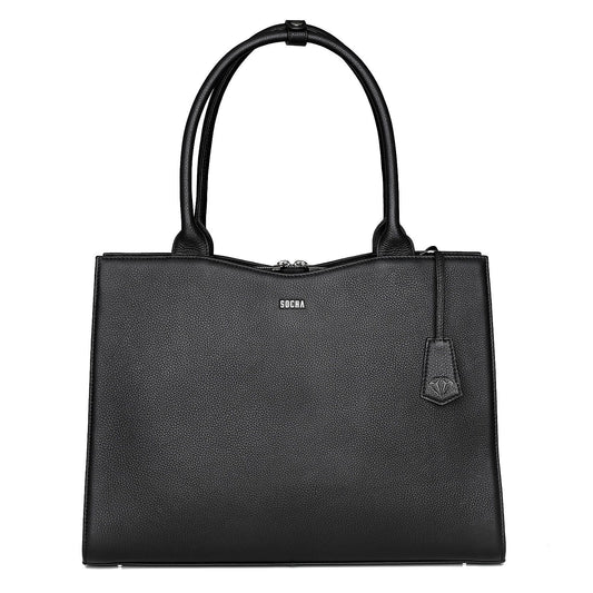 Diamond Edition Black Leather Womens 14" Laptop Tote - Laptopbags.co.uk