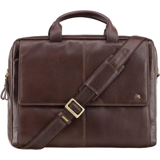 Anderson 15" Leather Laptop Briefcase- Brown - Laptopbags.co.uk