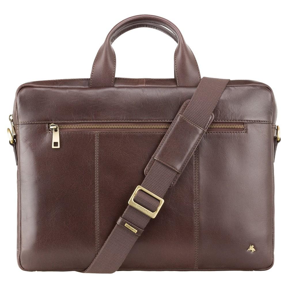 Charles 13" Leather Laptop Briefcase- Brown - Laptopbags.co.uk