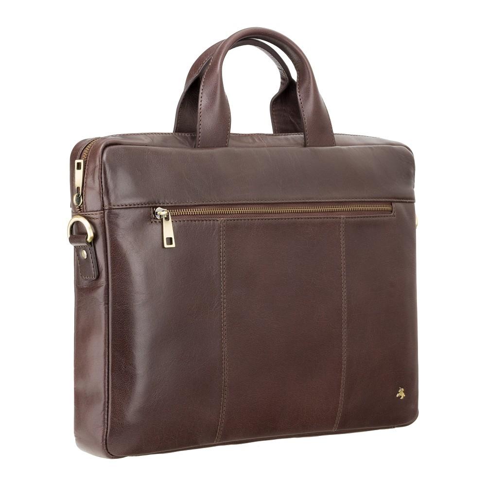 Charles 13" Leather Laptop Briefcase- Brown - Laptopbags.co.uk