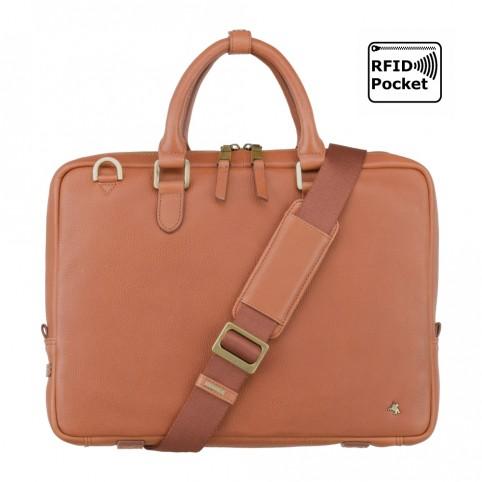 Royce 13" - Premium Slim Leather Laptop Case- Tan - Laptopbags.co.uk