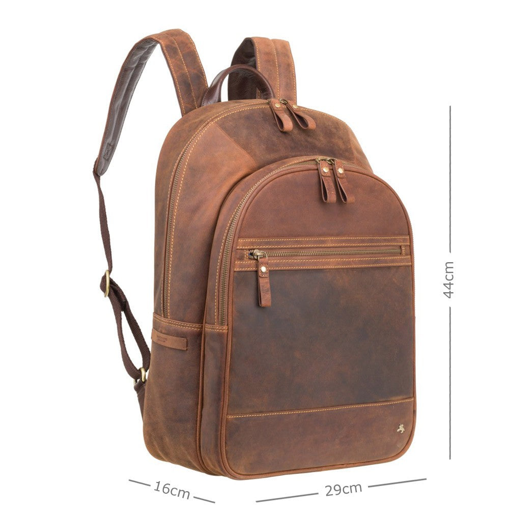 Tank - 13" Leather Laptop Backpack Havana Tan - Laptopbags.co.uk