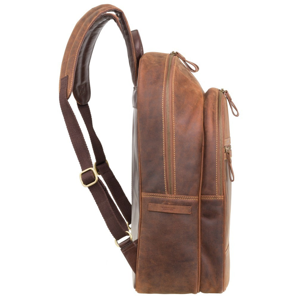 Tank - 13" Leather Laptop Backpack Havana Tan - Laptopbags.co.uk