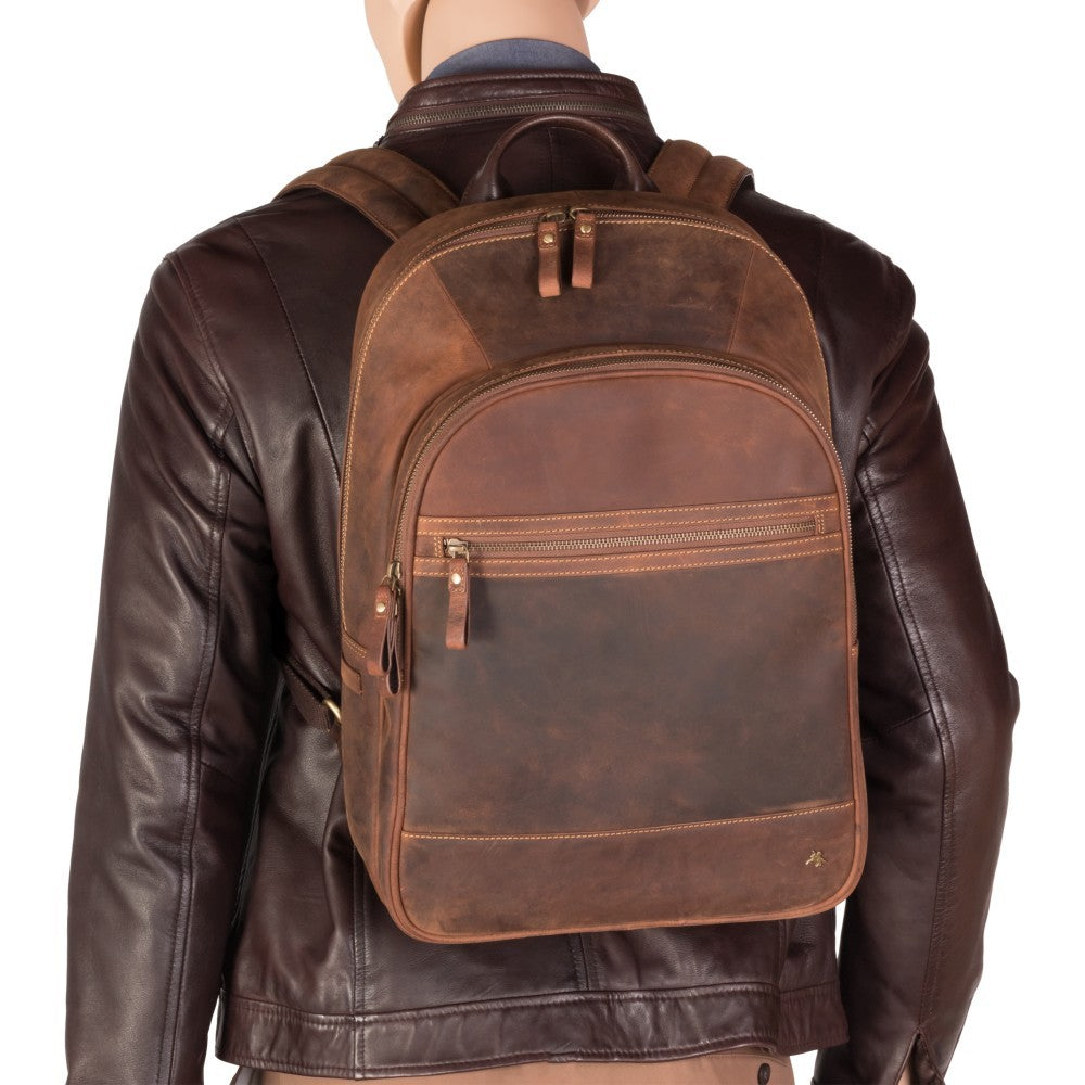 Tank - 13" Leather Laptop Backpack Havana Tan - Laptopbags.co.uk