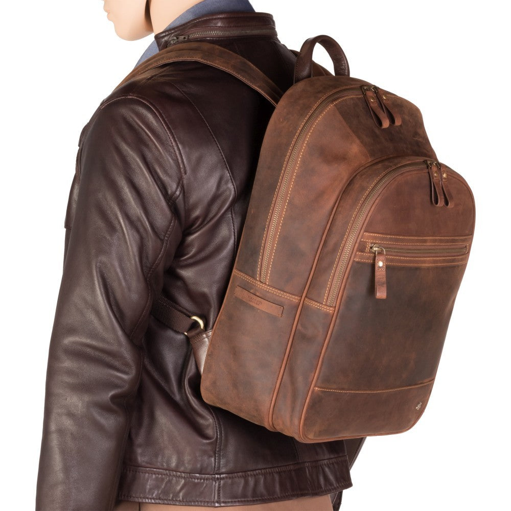 Tank - 13" Leather Laptop Backpack Havana Tan - Laptopbags.co.uk